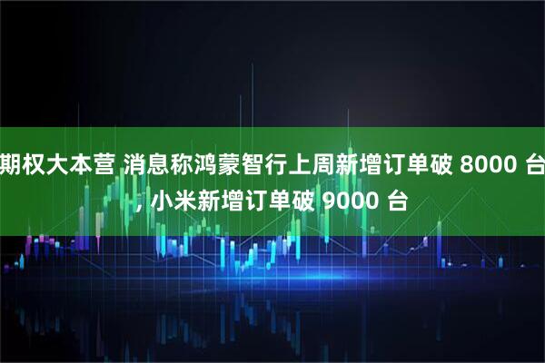 期权大本营 消息称鸿蒙智行上周新增订单破 8000 台, 小米新增订单破 9000 台
